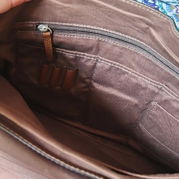 Fossil Brown Leather Messenger Bag - Picture 3 of 16